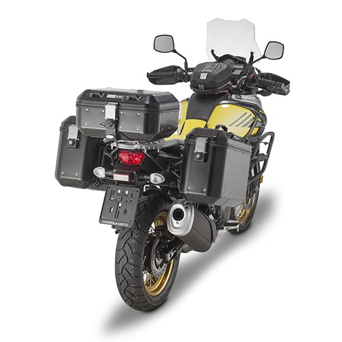 Valigia posteriore / laterale MONOKEY Trekker Dolomiti Black Line GIVI in alluminio 30 litri per Moto Scooter