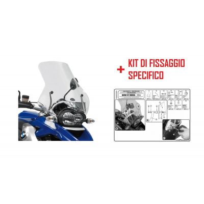 CUPOLINO GIVI PARABREZZA TRASPARENTE + ATTACCHI PER BMW R 1200 GS 2004 / 2012