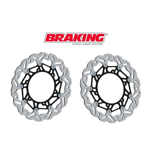 BRAKING Kit 2 Dischi Freno Anteriore Wave Flottante SK2 per APRILIA CAPONORD 1200 RALLY ABS 2015 / 2017