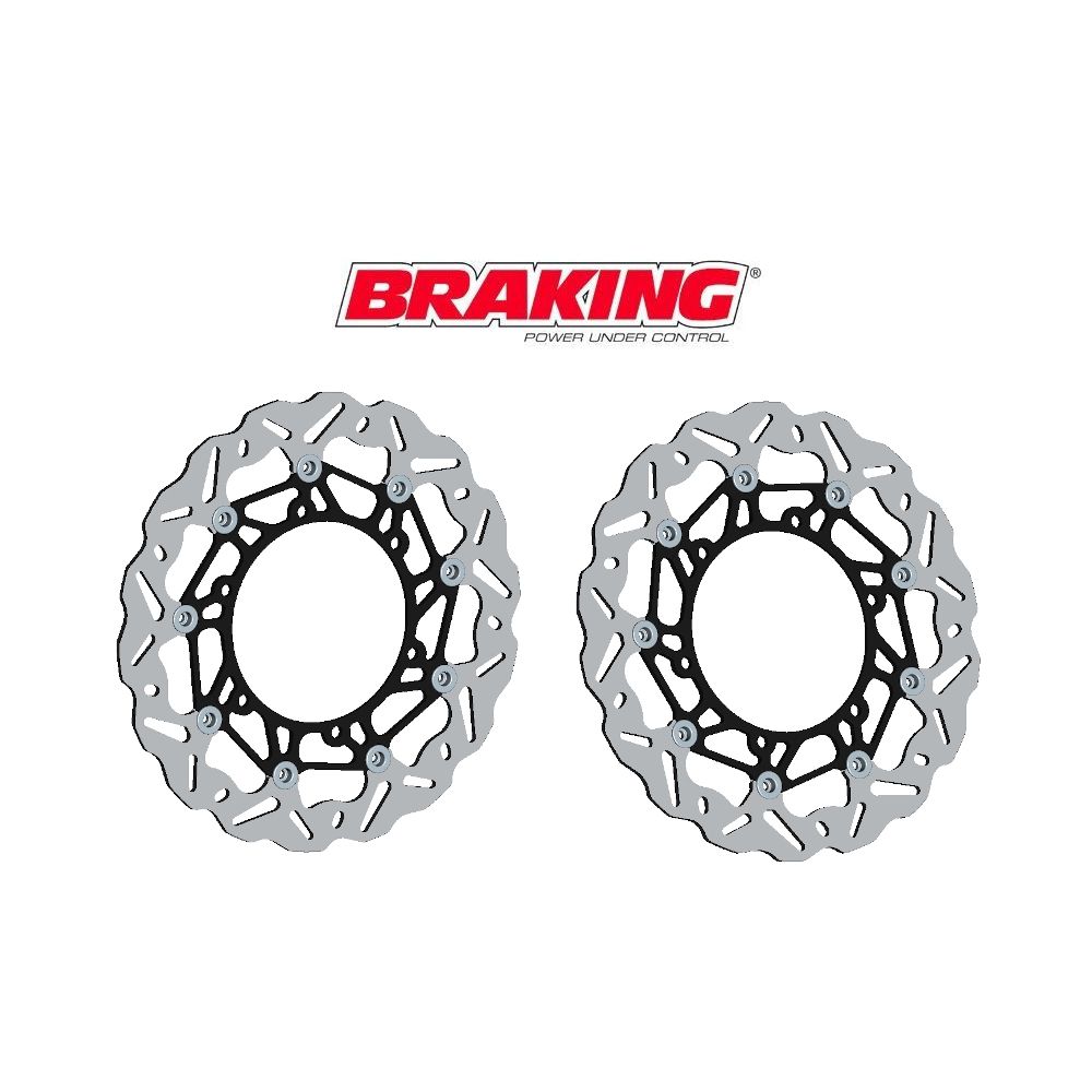 BRAKING Kit 2 Dischi Freno Anteriore Wave Flottante SK2 per APRILIA CAPONORD 1200 RALLY ABS 2015 / 2017