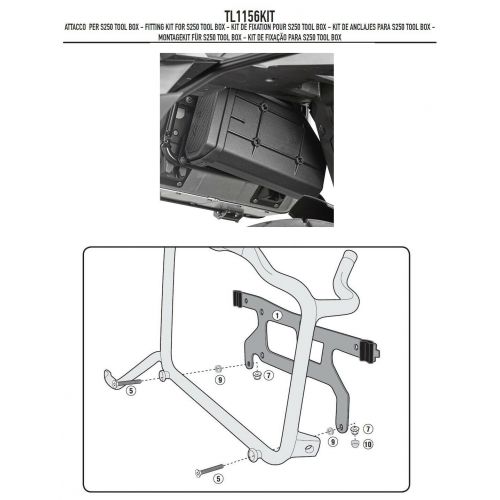 GIVI TL1156KIT Kit di attacco specifico per il fissaggio di S250 Tool Box su portavaligie laterale