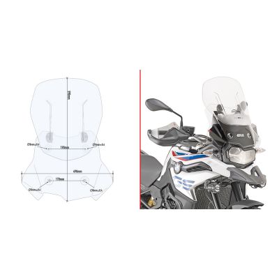 GIVI Cupolino trasparente scorrevole AIRFLOW specifico per BMW F 850 GS 2018 / 2023