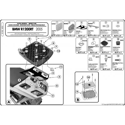 GIVI Attacco posteriore specifico per bauletto MONOKEY per BMW R 1200 RT 2005 / 2013