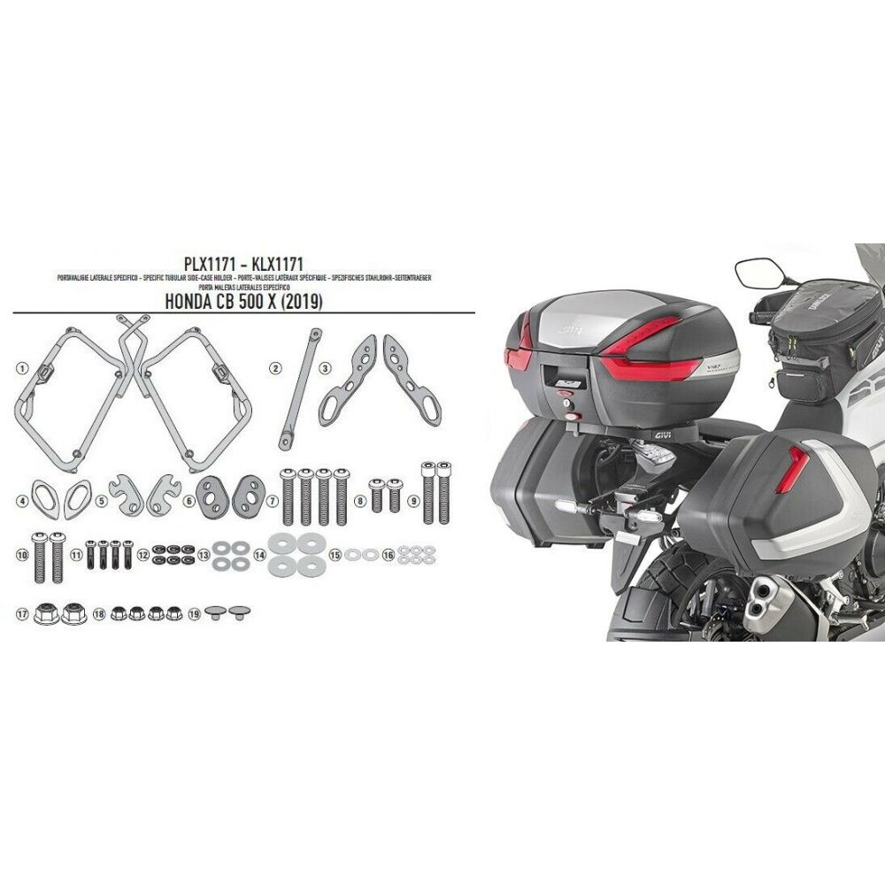 GIVI Portavaligie laterale per valigie V35 - V37 MONOKEY SIDE per HONDA CB 500 X 2019 / 2023 - NX500 2024