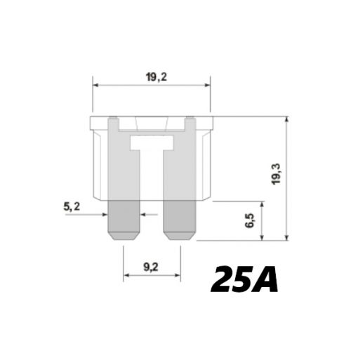 14706 Fusibile a lama serie medio neutro / trasparente 25A