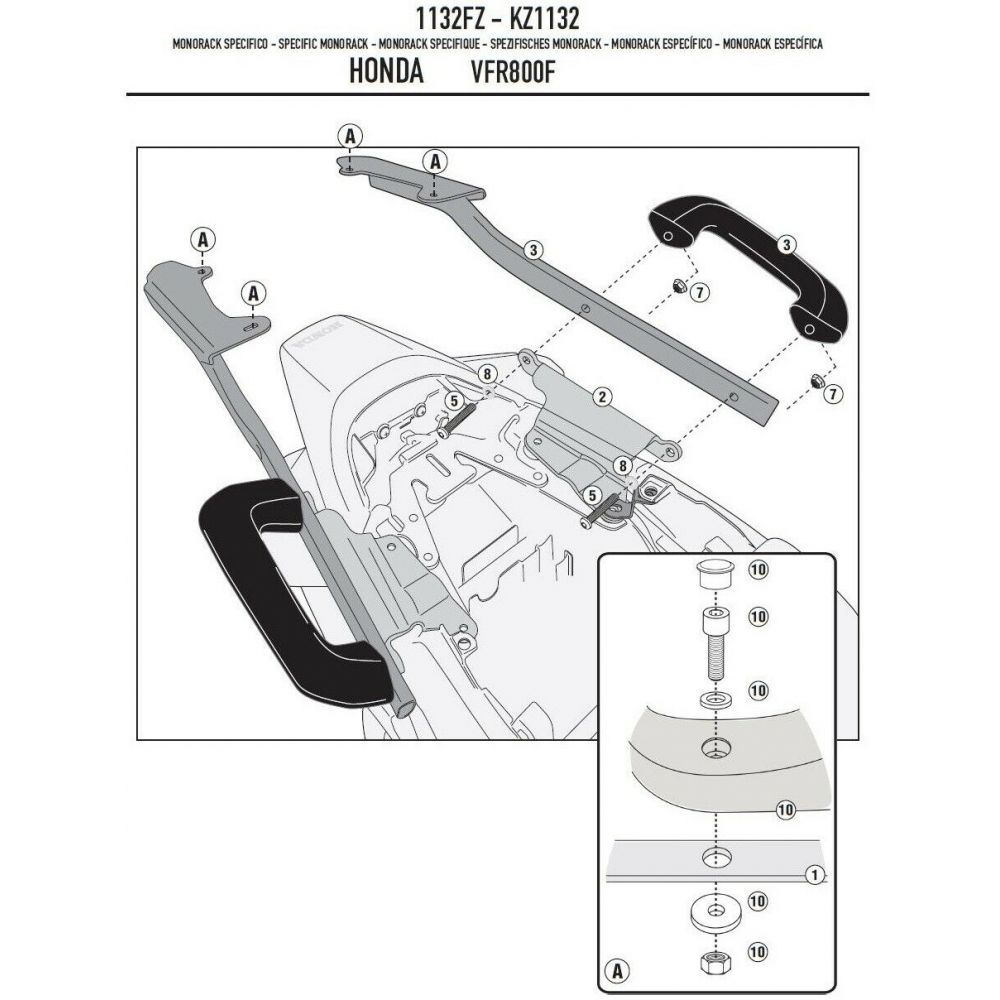 GIVI Attacco posteriore per bauletto MONOKEY - MONOLOCK per HONDA VFR 800 F 2014 / 2020