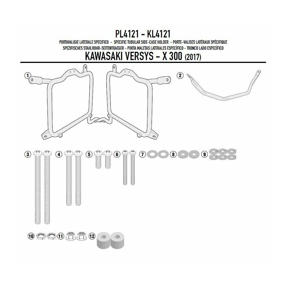 GIVI Portavaligie laterale per valigie MONOKEY - RETRO FIT per KAWASAKI VERSYS-X 300 2017 / 2023