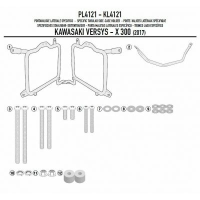 GIVI Portavaligie laterale per valigie MONOKEY - RETRO FIT per KAWASAKI VERSYS-X 300 2017 / 2023