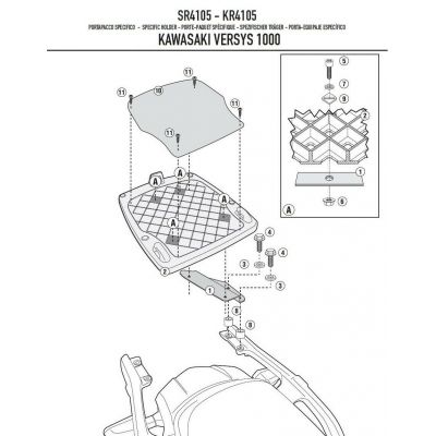 GIVI Attacco posteriore specifico per bauletto MONOKEY per KAWASAKI VERSYS 1000 / SE 2012 / 2023