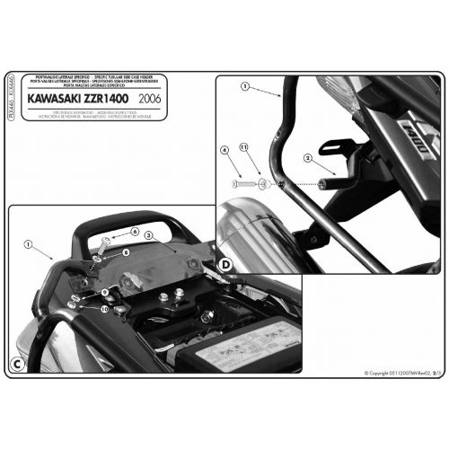 GIVI Portavaligie laterale per valigie V35 - V37 MONOKEY SIDE per KAWASAKI ZZR 1400 2006 / 2011