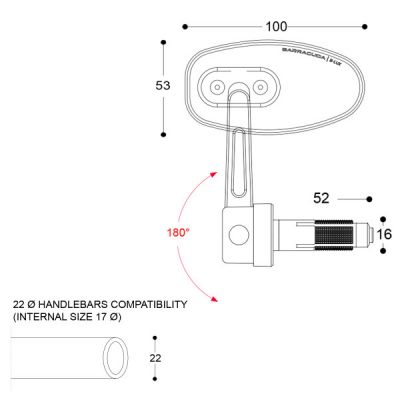 BARRACUDA Retrovisori SKIN-R BAR END B-LUX con attacco al manubrio - Universale