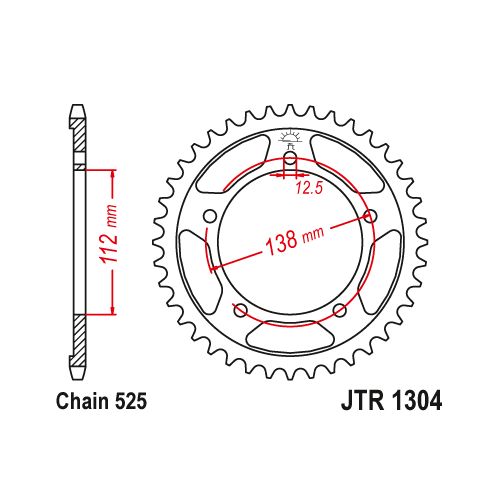 JT JTR1304.42ZBK Corona in acciaio zincato nero passo 525 denti 42