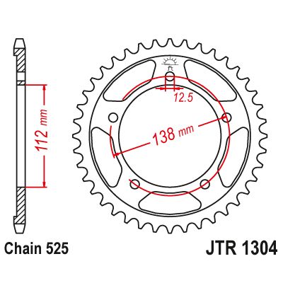 JT JTR1304.42ZBK Corona in acciaio zincato nero passo 525 denti 42