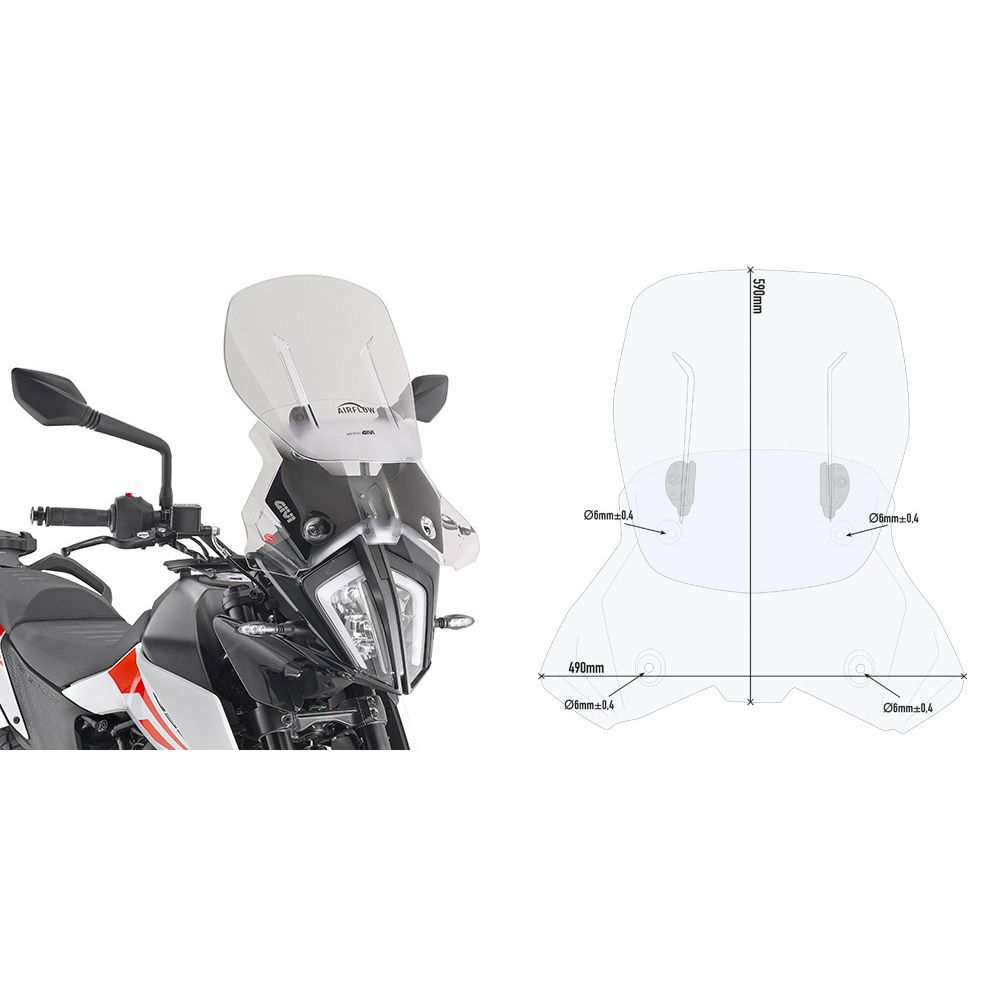 GIVI Cupolino scorrevole AIRFLOW trasparente per KTM ADVENTURE 390 - ADVENTURE 790 - ADVENTURE 890