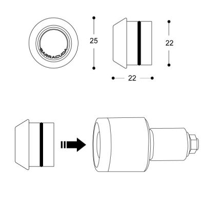 BARRACUDA coppia Antivibranti B-LUX in alluminio con indicatori di direzione a led - Universali - vari colori