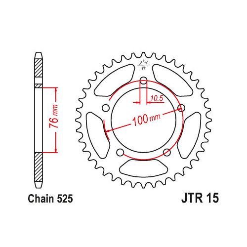 JT Corona in acciaio passo 525 con 42 denti JTR15.42