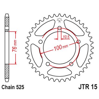 JT Corona in acciaio passo 525 con 42 denti JTR15.42