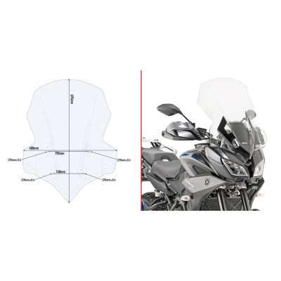 GIVI Cupolino trasparente con attacchi specifici per YAMAHA TRACER 900 / GT 2018 / 2020