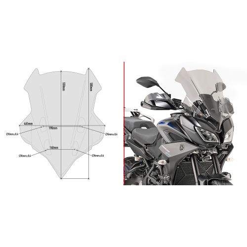 GIVI Cupolino fumé specifico per YAMAHA TRACER 900 / GT 2018 / 2020