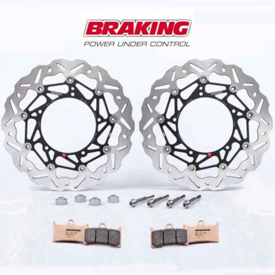 BRAKING OKWK13 Kit Maggiorazione Anteriore Dischi Freno Ø320 + Pastiglie Freno per Yamaha T-MAX 530 / 560