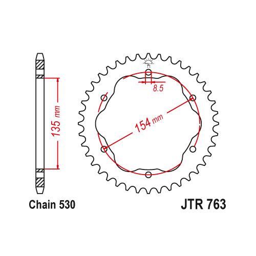 JT JTR763.40ZBK Corona in acciaio zincato nero passo 530 denti 40