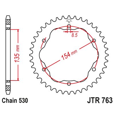 JT JTR763.40ZBK Corona in acciaio zincato nero passo 530 denti 40