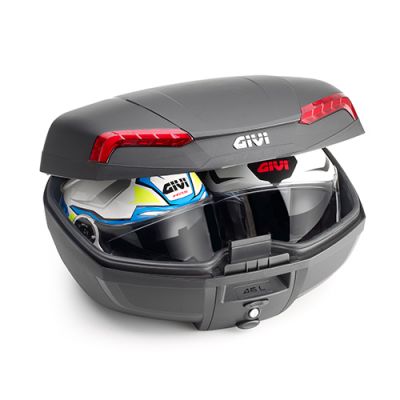 GIVI Bauletto MONOLOCK E46 RIVIERA 46 litri nero con catadiottri rossi comprensivo di piastra e kit universale