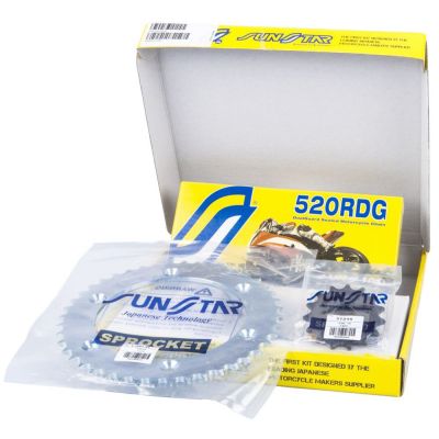 SUNSTAR Kit Trasmissione Catena RDG + Pignone + Corona in acciaio per SUZUKI DRZ 400 SM 2004 / 2010