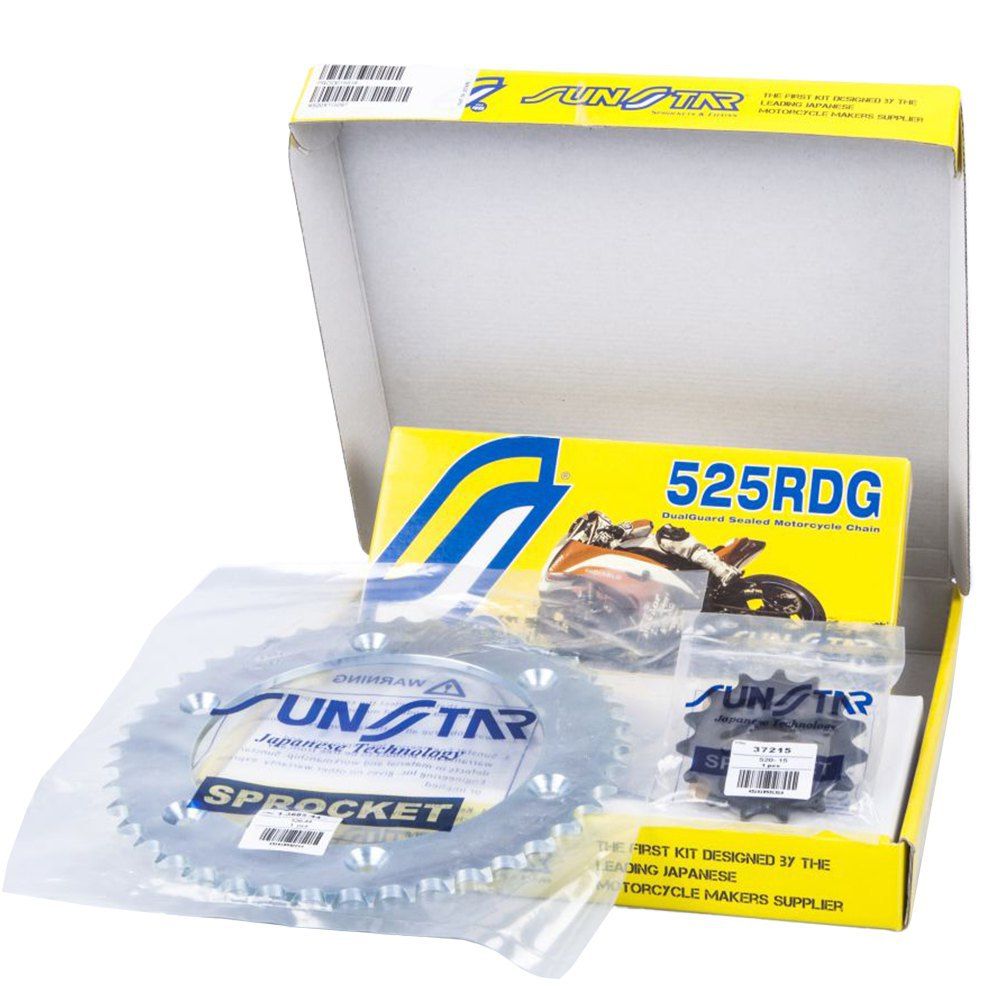 SUNSTAR Kit Trasmissione Catena RDG + Pignone + Corona in acciaio per SUZUKI SV 650 S / ABS 1999 / 2009