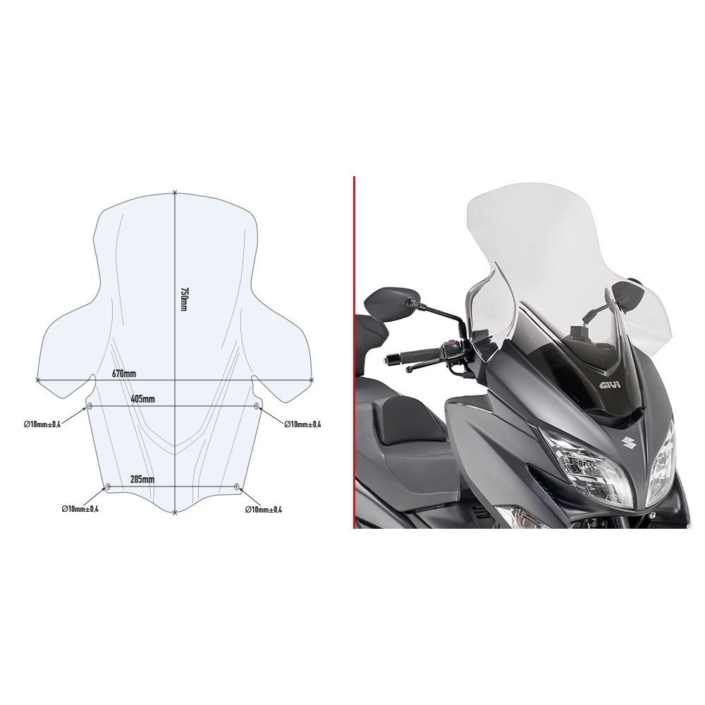 GIVI Parabrezza trasparente per SUZUKI BURGMAN 400 2017 / 2023