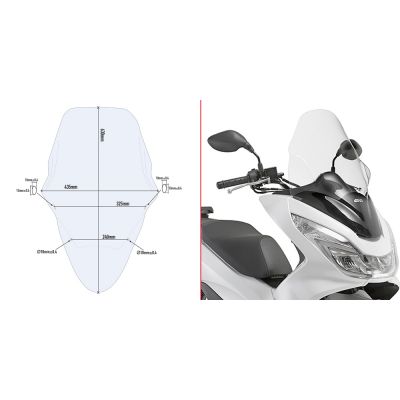 GIVI Cupolino specifico trasparente 63 x 43,5 cm per HONDA PCX 125 2014 / 2017 - PCX 150 2014 / 2018