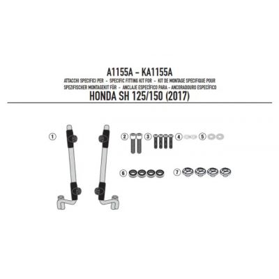 GIVI Kit di attacchi specifico per Cupolino Parabrezza 1117A per HONDA SH 125 i - SH 150 i 2017 / 2019