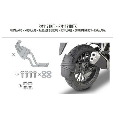 GIVI RM1171KIT Kit paraspruzzi RM02 con attacchi specifici per HONDA CB 500 X 2019 / 2023 - NX 500 2024