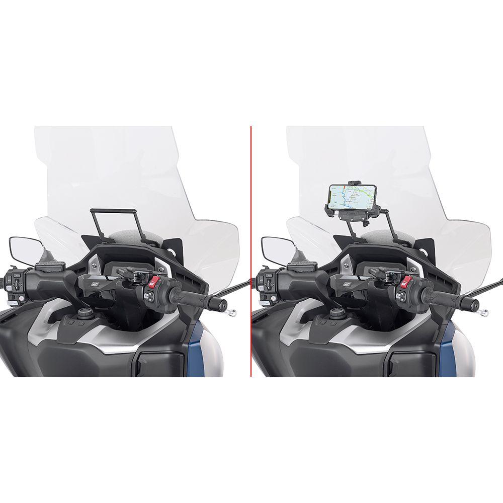 GIVI Traversino da montare dietro il cupolino per installare porta GPS smartphone per HONDA FORZA 750 2021 / 2023