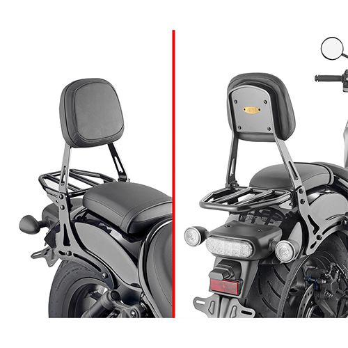 GIVI Schienalino specifico nero con portapacchino per HONDA CMX 1100 REBEL 2021 / 2023