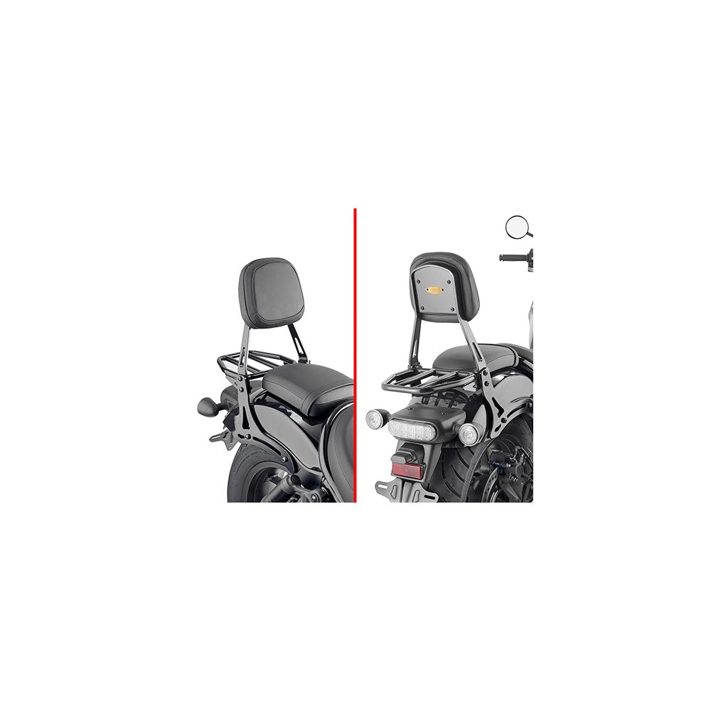 GIVI Schienalino specifico nero con portapacchino per HONDA CMX 1100 REBEL 2021 / 2023