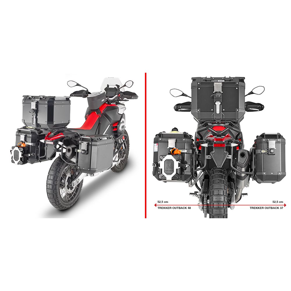 GIVI Portavaligie laterale PL ONE-FIT per valigie MONOKEY CAM-SIDE Trekker per APRILIA TUAREG 660 2021 / 2024