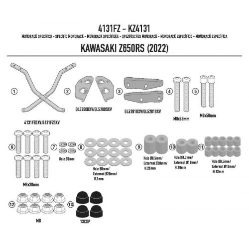 GIVI Attacco posteriore specifico per bauletto MONOKEY - MONOLOCK per KAWASAKI Z 650 RS 2022 2023