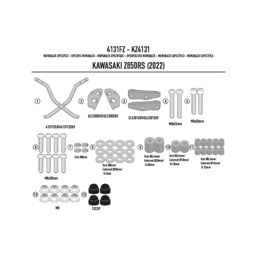 GIVI Attacco posteriore specifico per bauletto MONOKEY - MONOLOCK per KAWASAKI Z 650 RS 2022 2023