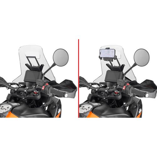 GIVI Traversino da montare dietro cupolino per installare porta GPS - Smartphone per KTM ADVENTURE 790 2023 - ADVENTURE 890 2023