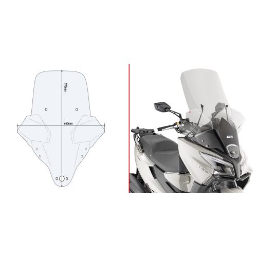 GIVI 6115DT Parabrezza trasparente con attacchi per KYMCO X-TOWN 125-300 CITY 2020 / 2023