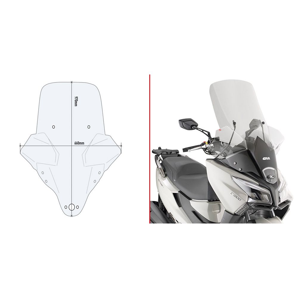 GIVI 6115DT Parabrezza trasparente con attacchi per KYMCO X-TOWN 125-300 CITY 2020 / 2023