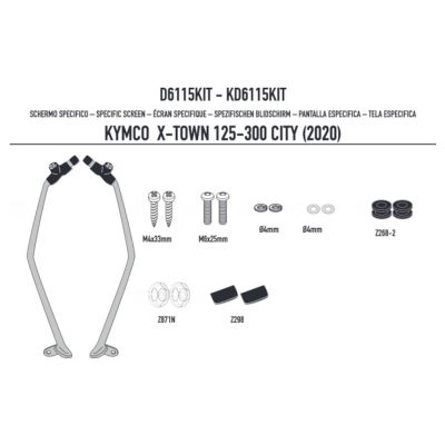 GIVI 6115DT Parabrezza trasparente con attacchi per KYMCO X-TOWN 125-300 CITY 2020 / 2023