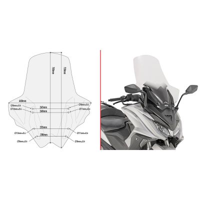 GIVI D6110ST Parabrezza trasparente con paramani per KYMCO AK 550 2017 / 2022