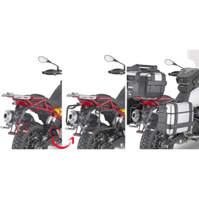 GIVI PLOR8203MK Portavaligie laterale PL ONE-FIT a rimozione rapida per valigie MONOKEY per GUZZI V85 TT 2019 / 2023