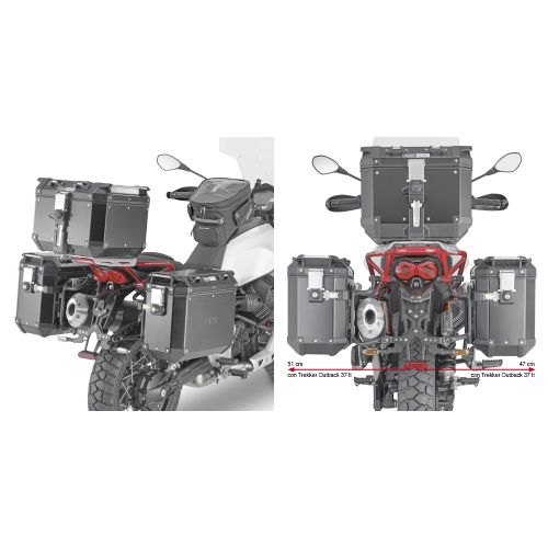 GIVI PLOR8203CAM Portavaligie laterale a rimozione rapida per valigie MONOKEY Trekker Outback per GUZZI V85 TT 2019 / 2023