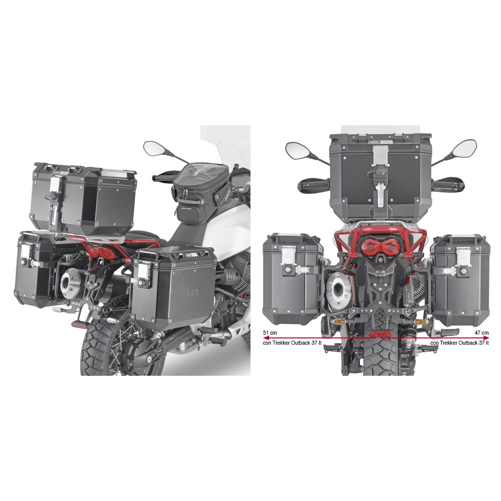 GIVI PLOR8203CAM Portavaligie laterale a rimozione rapida per valigie MONOKEY Trekker Outback per GUZZI V85 TT 2019 / 2023