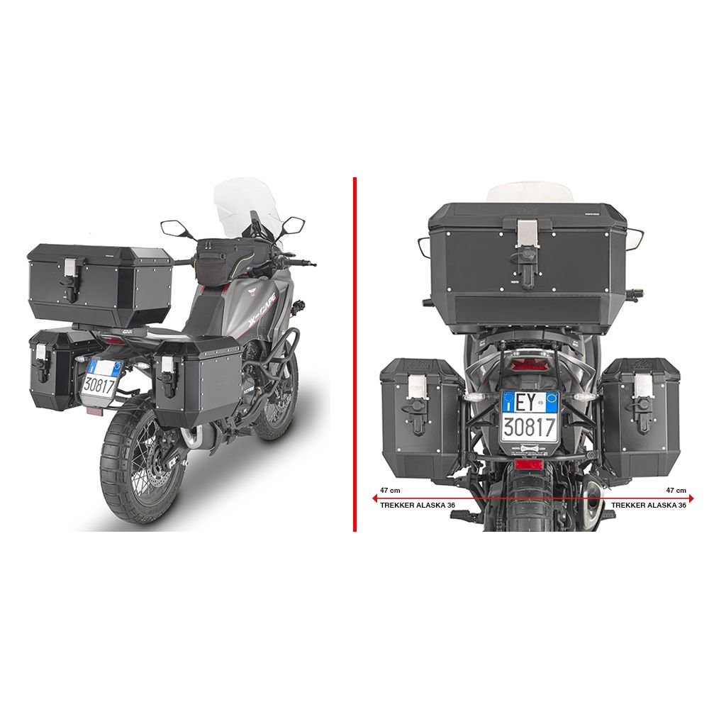 GIVI PLO9350MK Portavaligie laterale specifico PL ONE-FIT per valigie MONOKEY per MORINI X-CAPE 650 2021 / 2023