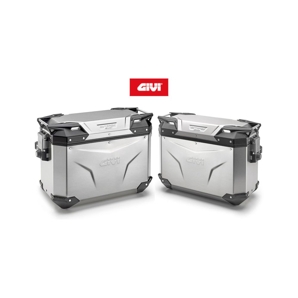 GIVI Trekker Outback Evo 48/37 coppia valigie laterali in alluminio naturale sinistra 48 litri destra 37 litri