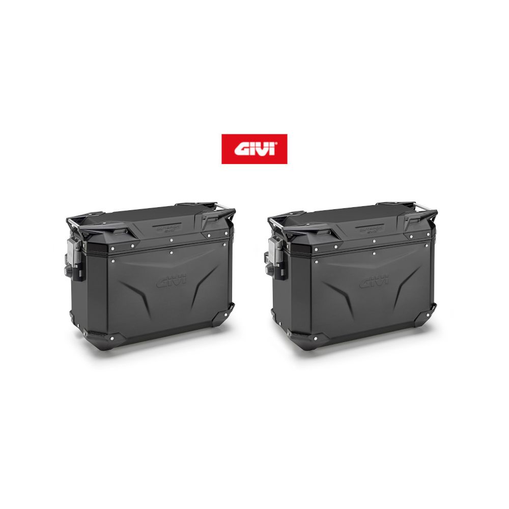 GIVI Trekker Outback Evo 48/37 coppia valigie laterali in alluminio nero sinistra 48 litri destra 37 litri